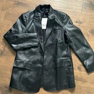 NWT Zara faux leather boyfriend blazer